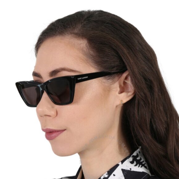 NWT Saint Laurent Grey Cat Eye Ladies Sunglasses - Picture 2 of 3